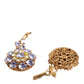 Gold Brass Crystal SICILY Clip Jewelry Dangling Earrings