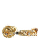 Gold Leather Floral Crystal Angel Headset Headphones