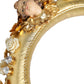 Gold Leather Floral Crystal Angel Headset Headphones