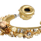 Gold Leather Floral Crystal Angel Headset Headphones