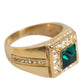 Gold Plated 925 Silver Green Crystal Ring