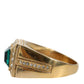 Gold Plated 925 Silver Green Crystal Ring