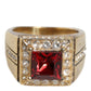 Gold Plated 925 Silver Red Crystal Ring