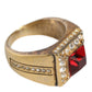 Gold Plated 925 Silver Red Crystal Ring