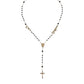Gold Sterling Silver Black Beaded Rosary Chain Necklace