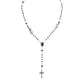 Gold Sterling Silver Black Beaded Rosary Chain Necklace
