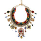 Gold Brass Chain Majolica Embellished Chocker Necklace
