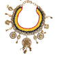 Gold Brass Chain Majolica Embellished Chocker Necklace