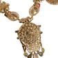 Gold Tone Brass Embellished Ball Chain Statement Necklace