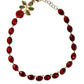 Gold Chain Brass Red Rose Crystal Embellished Necklace