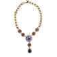 Gold Brass Crystal Purple Pink Pearl Pendants Necklace