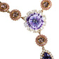 Gold Brass Crystal Purple Pink Pearl Pendants Necklace