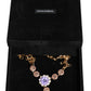 Gold Brass Crystal Purple Pink Pearl Pendants Necklace