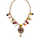 Gold Tone Brass Chain Embellished Statement Necklace