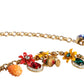 Gold Tone Brass Chain Embellished Statement Necklace