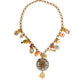Gold Tone Brass Chain Embellished Statement Necklace