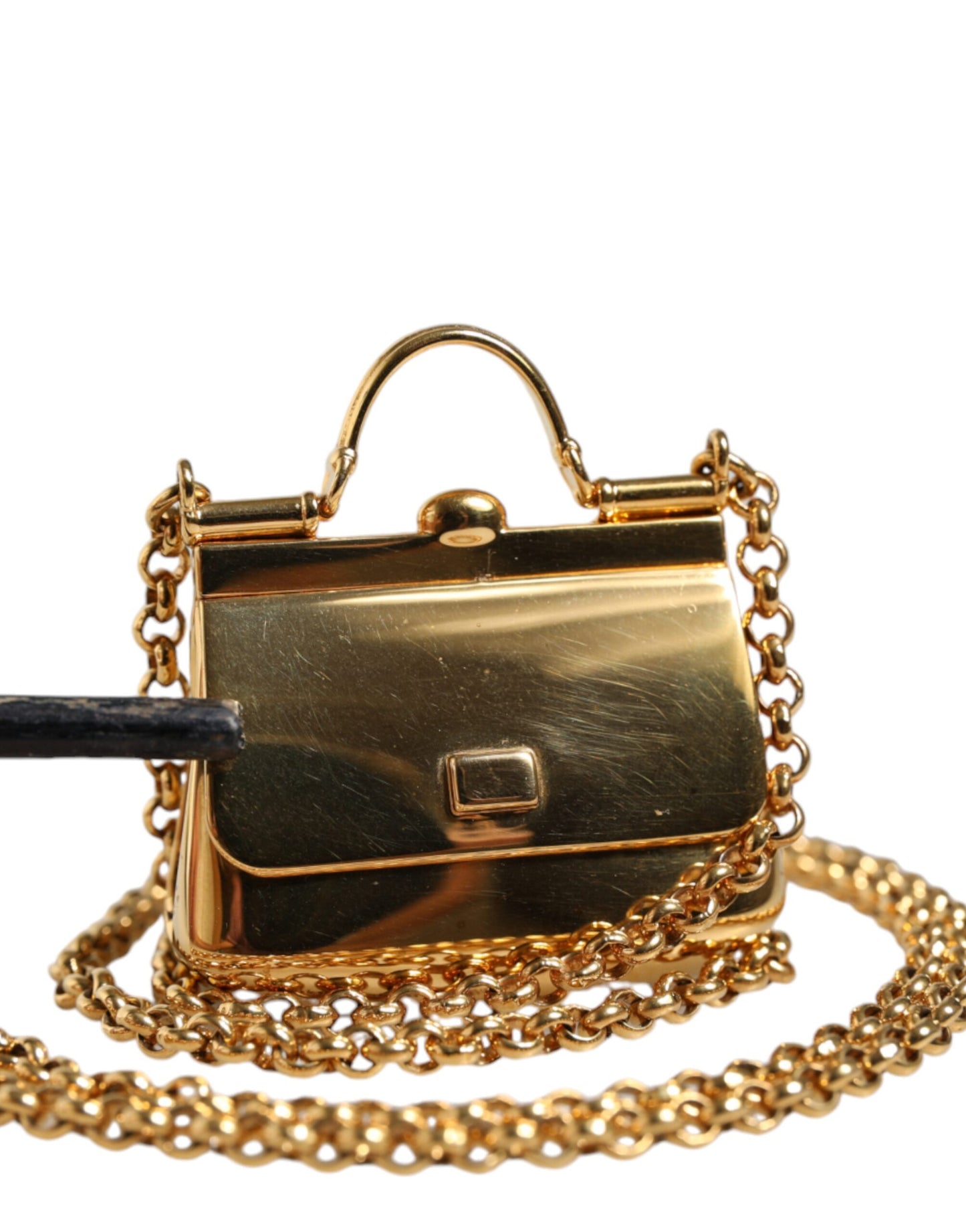 Gold Brass Chain Sicily Micro Bag Pendant Necklace