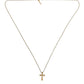 Gold Tone Brass Chain Cross Pendant Jewelry Necklace