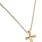 Gold Tone Brass Chain Cross Pendant Jewelry Necklace