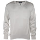 Off White Silk V-neck Long Sleeves Pullover Sweater