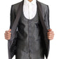 Elegant Silver Baroque Slim Fit 3-Piece Suit