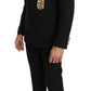 Elegant Black Three-Piece Suit with Saxophone Embroidery