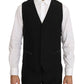 Elegant Black Three-Piece Suit with Saxophone Embroidery