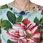 Green Floral Short Sleeves Round Neck Dress