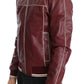 Elegant Bordeaux Leather Bomber Jacket