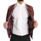 Elegant Bordeaux Leather Bomber Jacket
