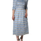 Light Blue Silver Jacquard A-line Midi Dress