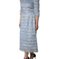 Light Blue Silver Jacquard A-line Midi Dress