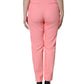 Rose Pink Polyester High Waist Tapered Pants