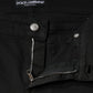 Black Cotton Mid Waist Skinny Denim Jeans