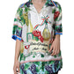 Multicolor Silk Wine Print Shirt Polo Top