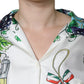 Multicolor Silk Wine Print Shirt Polo Top