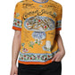 Orange Silk Cannoli Siciliana Print Short Sleeves Top