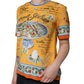 Orange Silk Cannoli Siciliana Print Short Sleeves Top