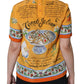 Orange Silk Cannoli Siciliana Print Short Sleeves Top