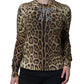 Brown Leopard Embellished Long Sleeve Sweater