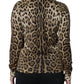 Brown Leopard Embellished Long Sleeve Sweater