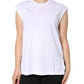 White Cotton Sleeveless Crew Neck T-shirt