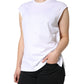 White Cotton Sleeveless Crew Neck T-shirt