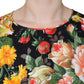 Multicolor Floral Viscose Round Neck Blouse Top