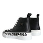 Black White Leather Mid Top Sneakers Shoes