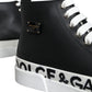 Black White Leather Mid Top Sneakers Shoes