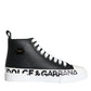 Black White Leather Mid Top Sneakers Shoes