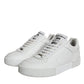 White Calfskin Leather Miami Low Top Sneakers Shoes