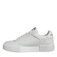 White Calfskin Leather Miami Low Top Sneakers Shoes