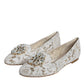 White Lace Crystal Ballet Flats Loafers Shoes